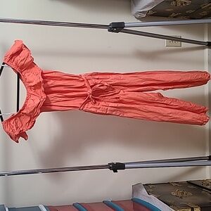 Tommy Bahama Linen Dye Cropped Jumpsuit in Paradise Coral size M